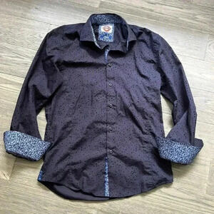 Jermyn & Bond | Navy blue  spotted button down shirt